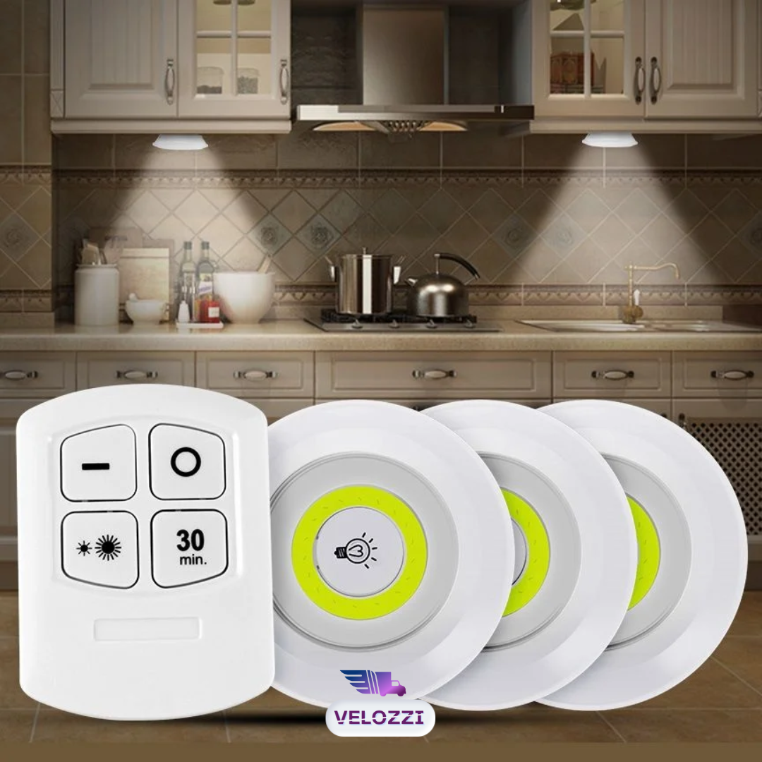 SET DE 3 LUCES LED CON CONTROL REMOTO