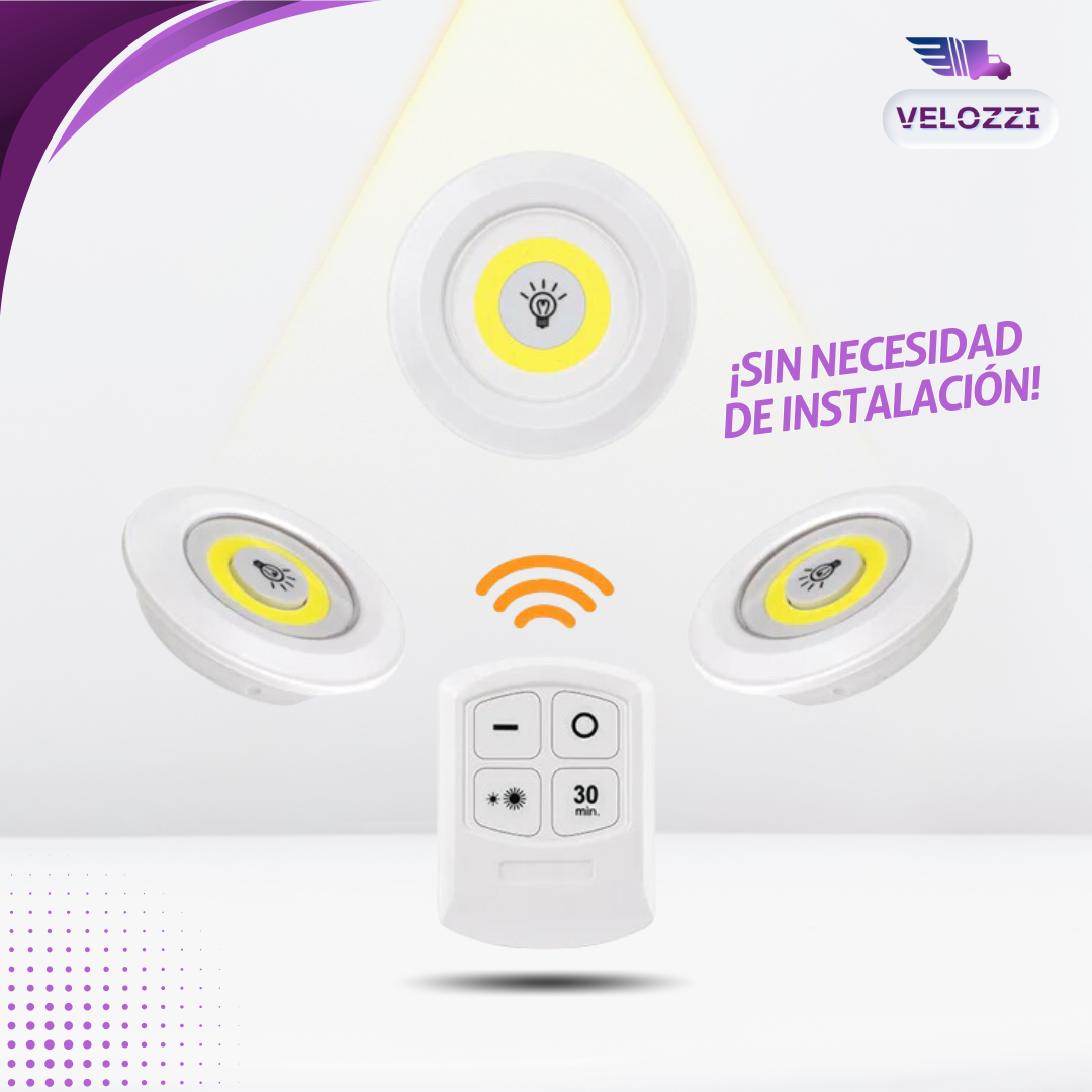 SET DE 3 LUCES LED CON CONTROL REMOTO