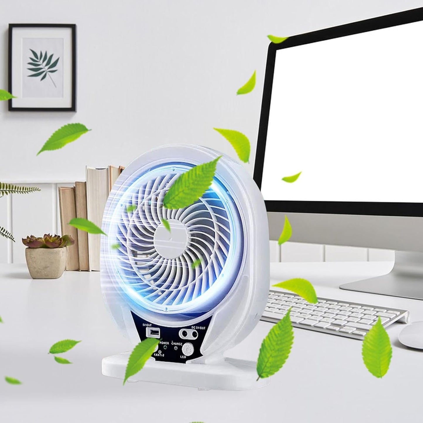 Abanico Solar Recargable Portatil