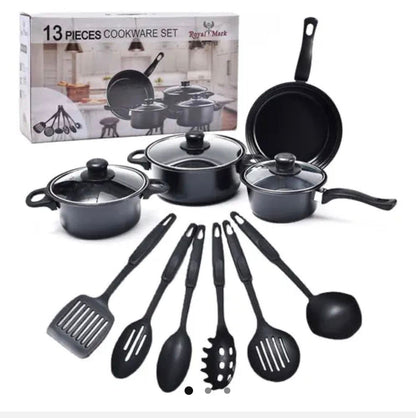 SET DE OLLAS Y JUEGO DE UTENCILIOS DE COCINA 13PZ