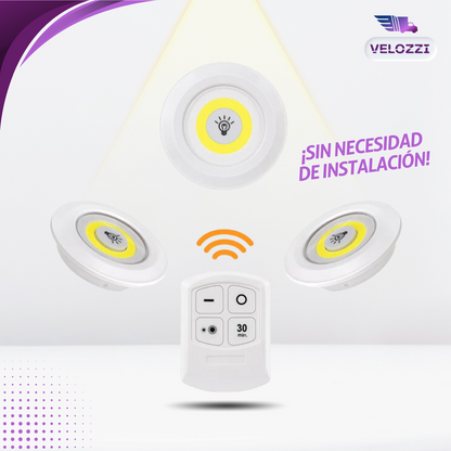 SET DE 3 LUCES LED CON CONTROL REMOTO