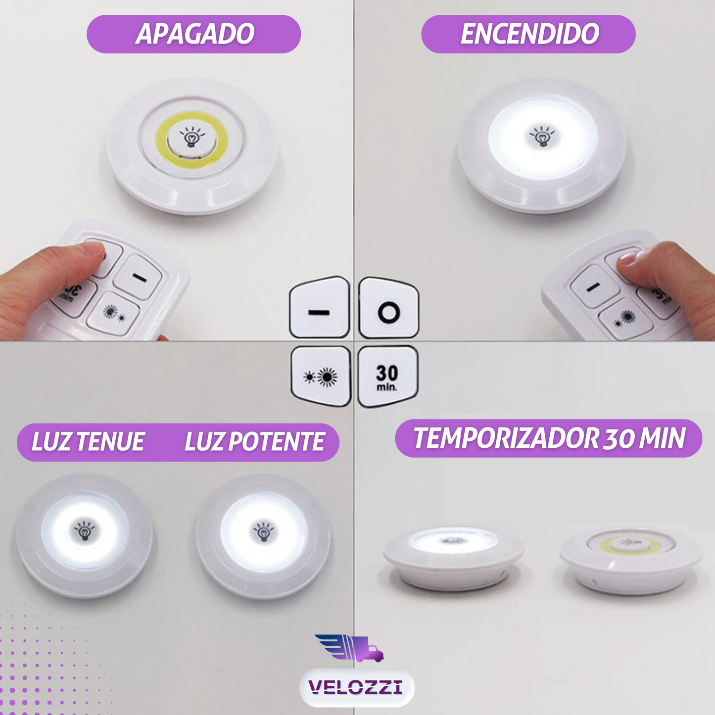 SET DE 3 LUCES LED CON CONTROL REMOTO