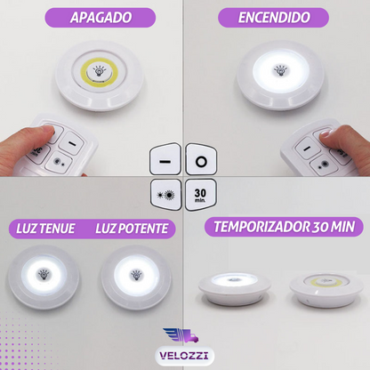 SET DE 3 LUCES LED CON CONTROL REMOTO
